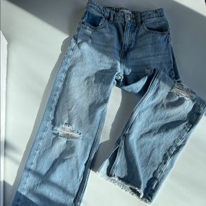 Zara girl wide leg jeans size 11/12 slit on the bottom